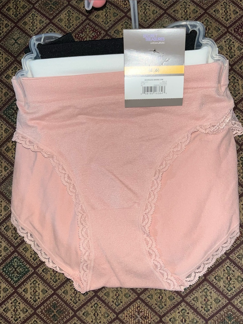 Secret Treasures 3-Pack Multi-Color Seamless Lace Trim Bikini Panties Size 6 MD